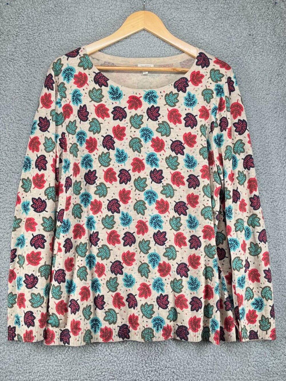 Talbots Fall Foliage Colorful Leaf Soft Lightweight Sweater sz XL